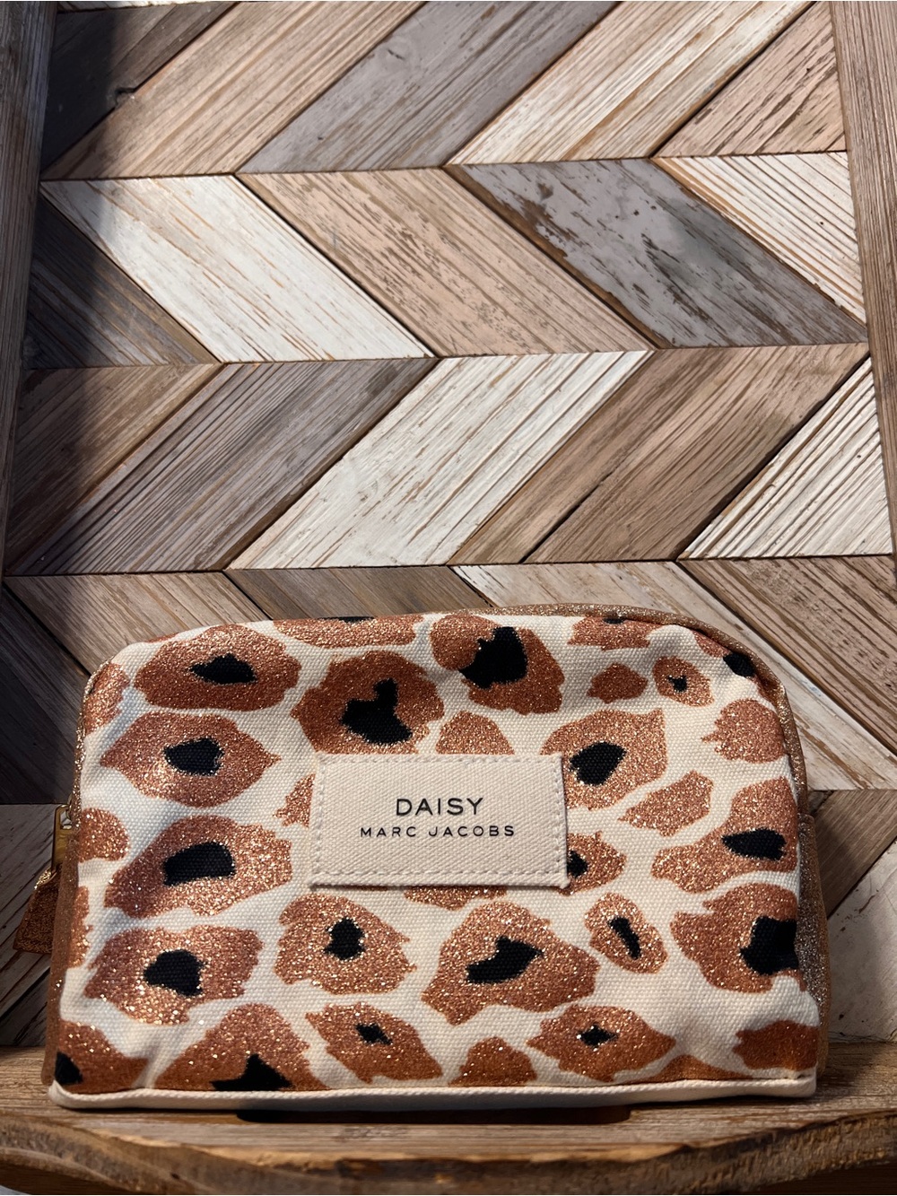 Marc Jacobs Daisy Glitter Leopard Cosmetic Pouch